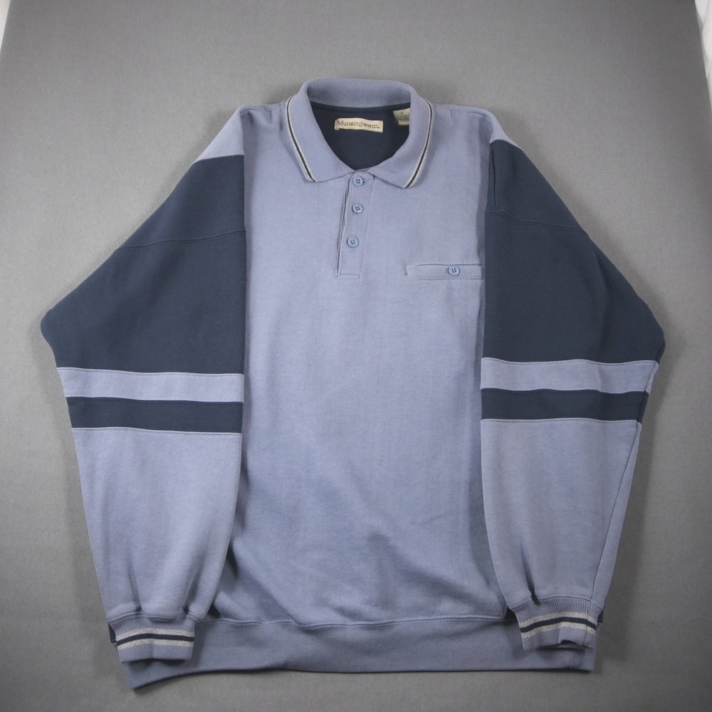 Y2k Rugby Polo Long Sleeve Thick Skate Preppy Colorblock Men XL Sweatshirt Retro